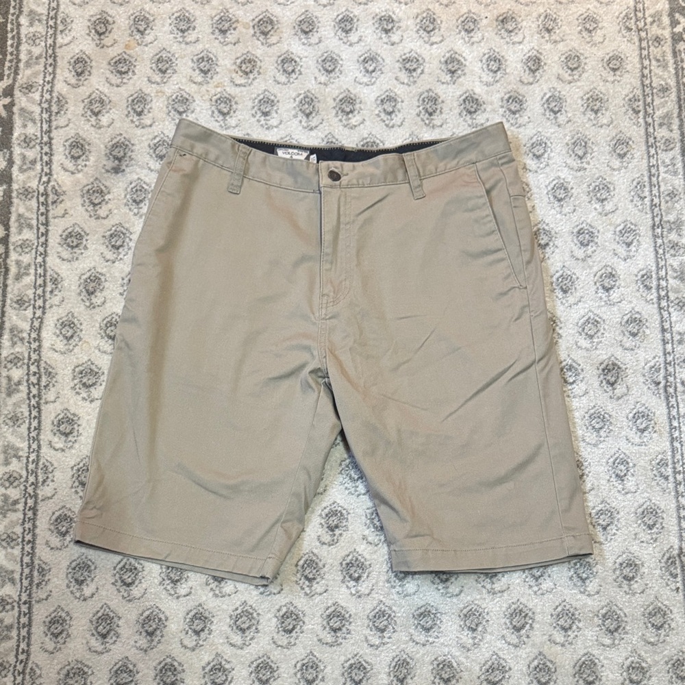 Volcom Men's Khaki Flat Front Shorts